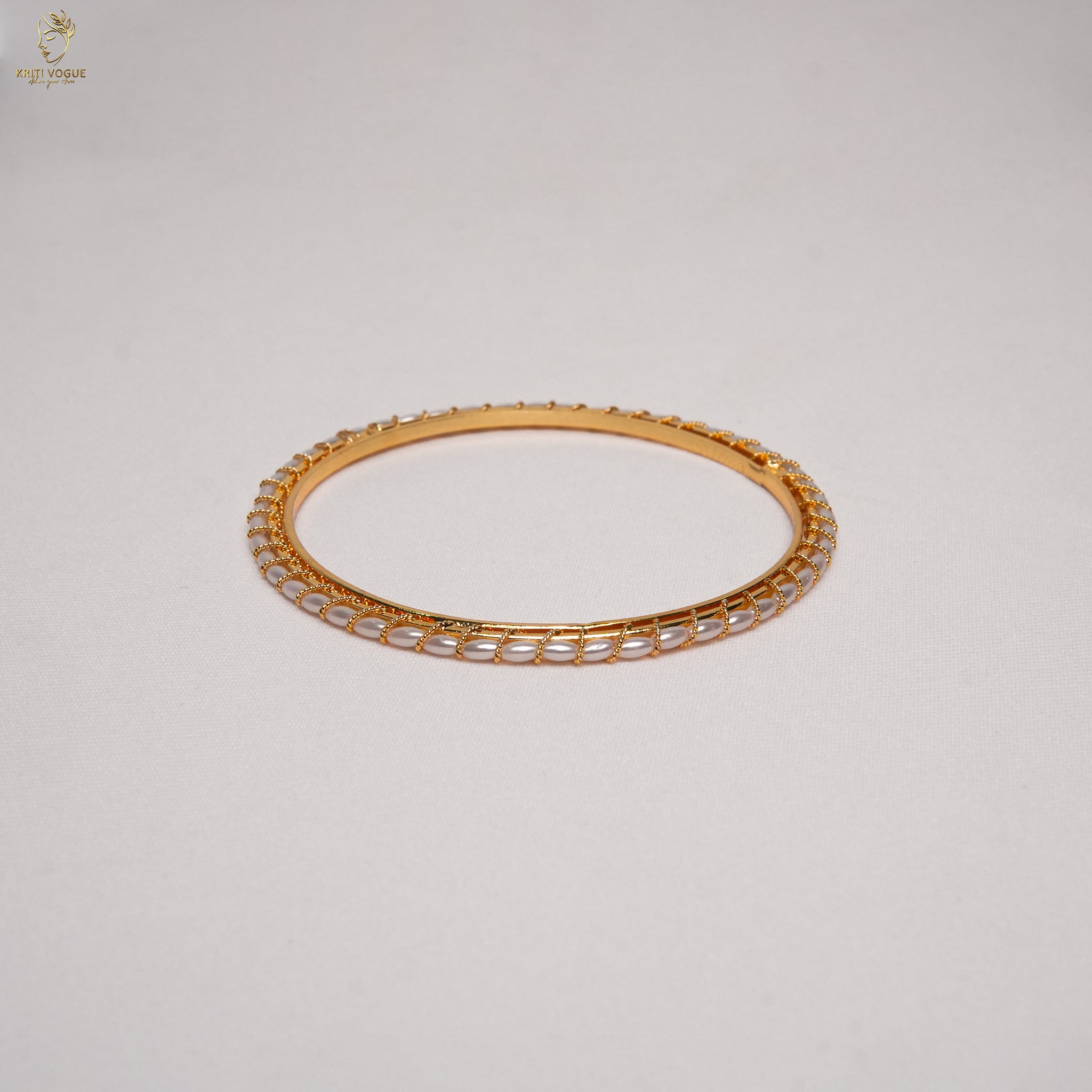 Seed Pearl Bangle Set of 2 | Gold Base | Bridal & Festival Wear | KV-1040