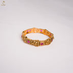 Gold Lakshmi Temple Bangle | Square Ruby Stone | South Indian Festive | KV-1075