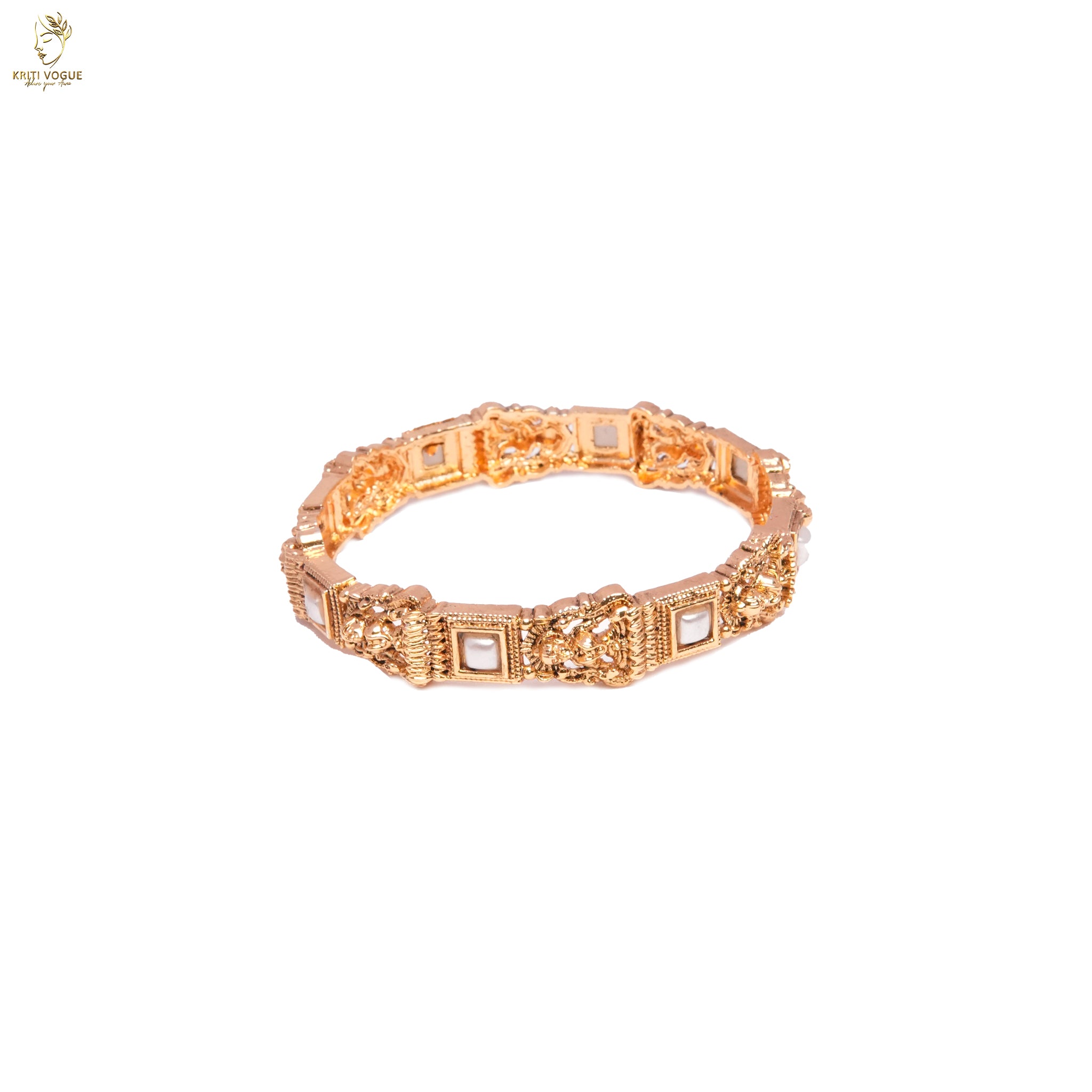 Rose Gold Slim Stone Bangle | Minimalist Everyday Wear | KV-1076