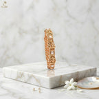Rose Gold Slim Stone Bangle | Minimalist Everyday Wear | KV-1076
