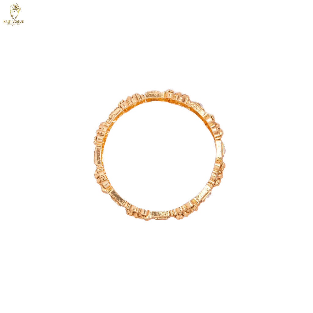 Rose Gold Slim Stone Bangle | Minimalist Everyday Wear | KV-1076