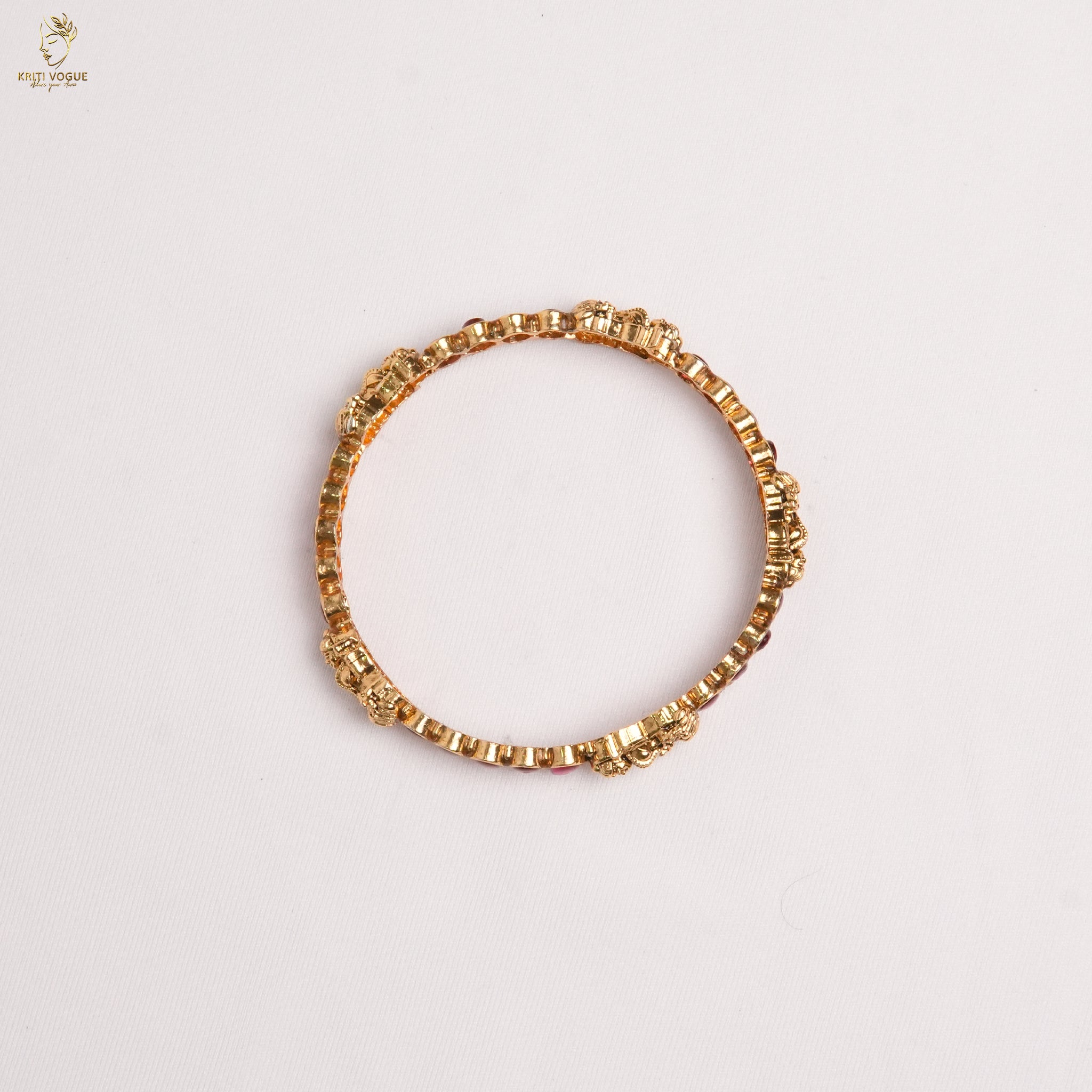 Slim Gold Box Link Bangle Pair | Geometric Floral | Everyday Festive | KV-1077
