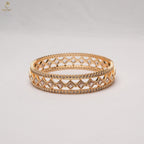 Wide AD Kundan Lattice Bangle Pair | Diamond Pattern | Bridal Statement | KV-1140