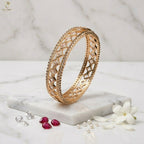 Wide AD Kundan Lattice Bangle Pair | Diamond Pattern | Bridal Statement | KV-1140