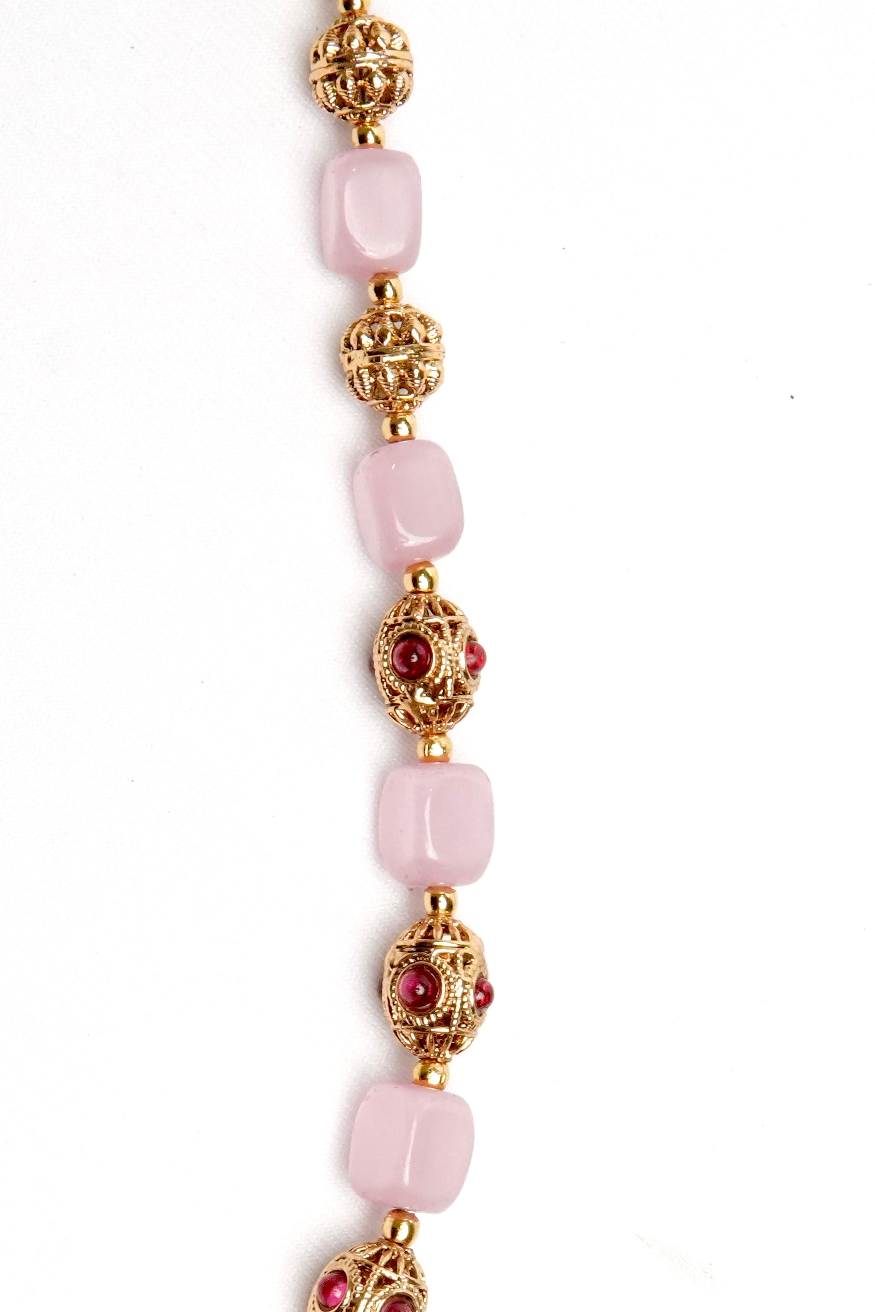 Two-Strand Beaded Mala Necklace | Kundan Stone & Gold Filigree | 3 Colours | KV-1716