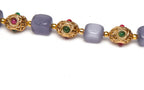 Two-Strand Beaded Mala Necklace | Kundan Stone & Gold Filigree | 3 Colours | KV-1716