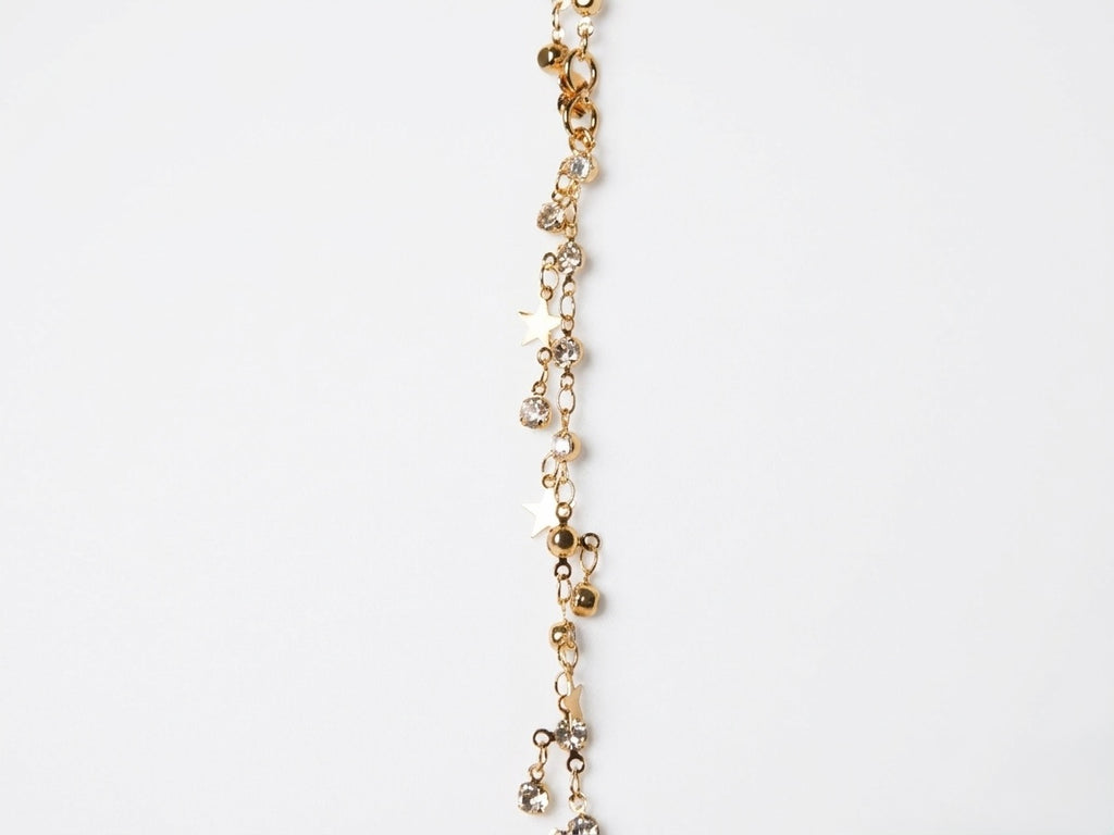 Gold Star Crystal Charm Necklace | Celestial Design | Trendy Layering | KV-1798