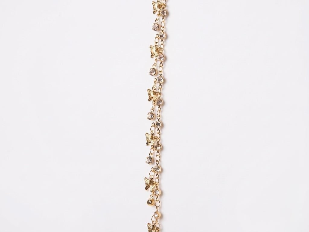 Gold Butterfly Charm Necklace | CZ Stone | Delicate Trendy Daily Wear | KV-1799