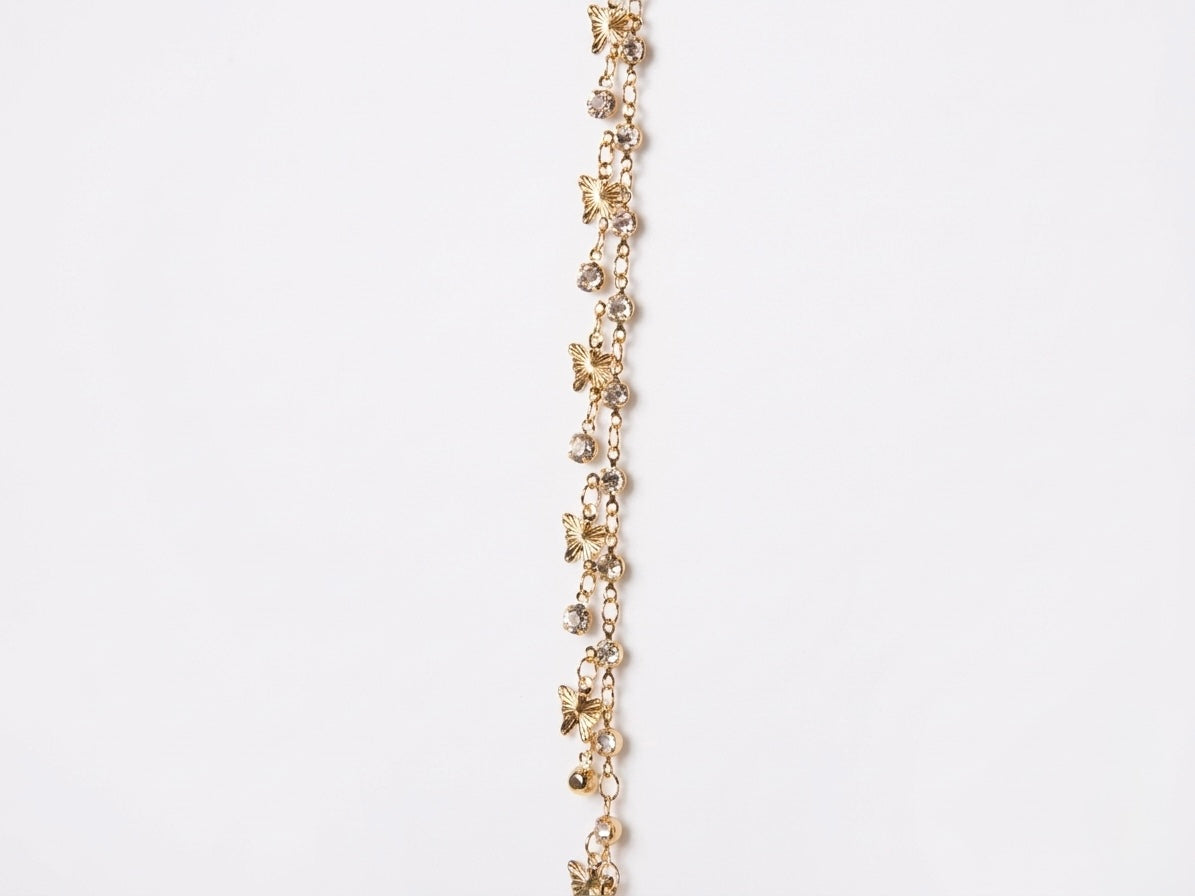 Gold Butterfly Charm Necklace | CZ Stone | Delicate Trendy Daily Wear | KV-1799