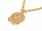 Gold Meenakari Floral Pendant Necklace | Enamel Design | Leaf Drops | KV-214