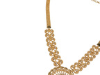 Gold Filigree Medallion Statement Necklace | Tassel Drops | CZ Mesh Chain | KV-243