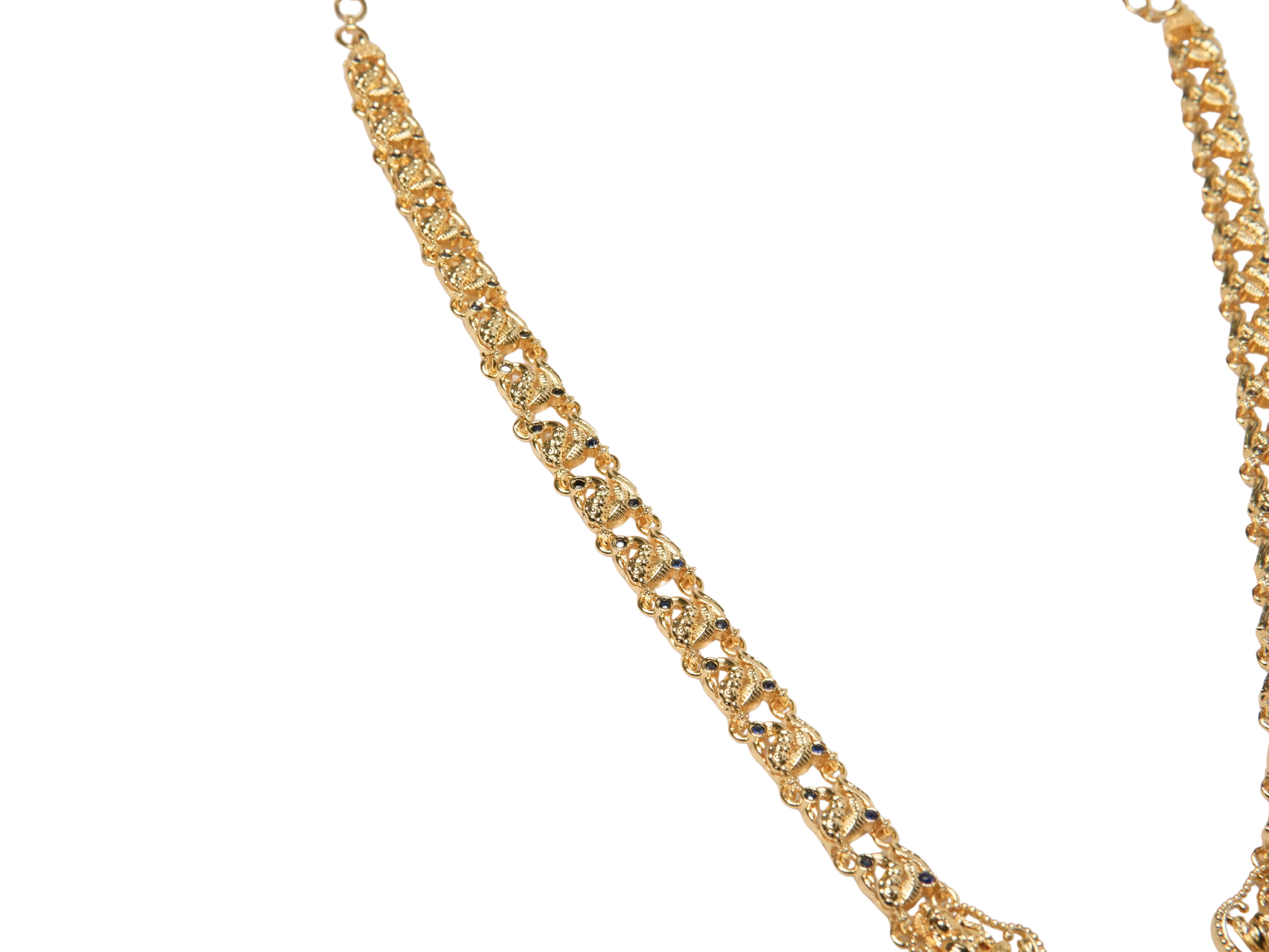 Gold Filigree Pendant Necklace | Swan Design | Rope Chain | Temple Style | KV-257