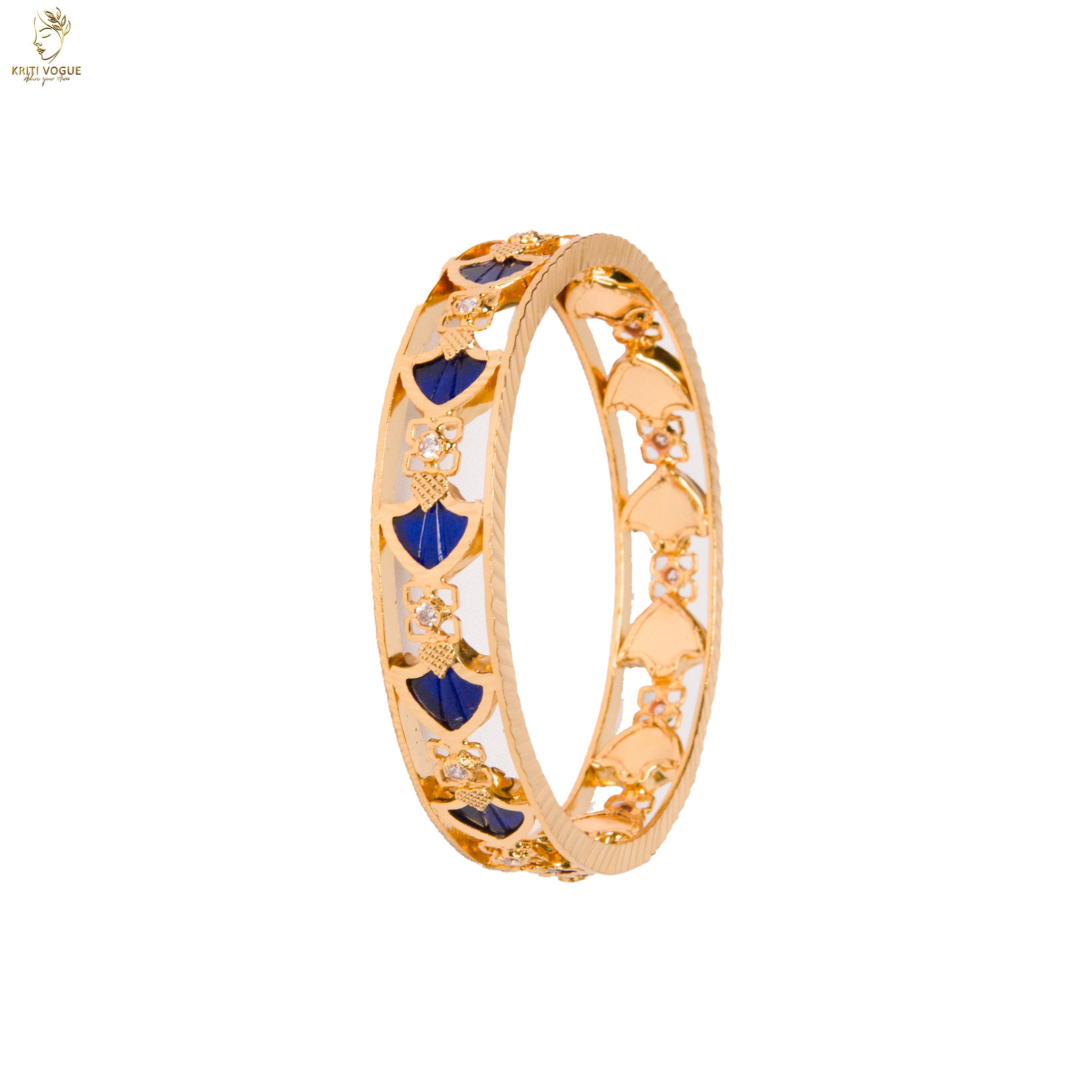 Meenakari Openwork Designer Bangle | Enamel & CZ Stone | 3 Colours | KV-3212