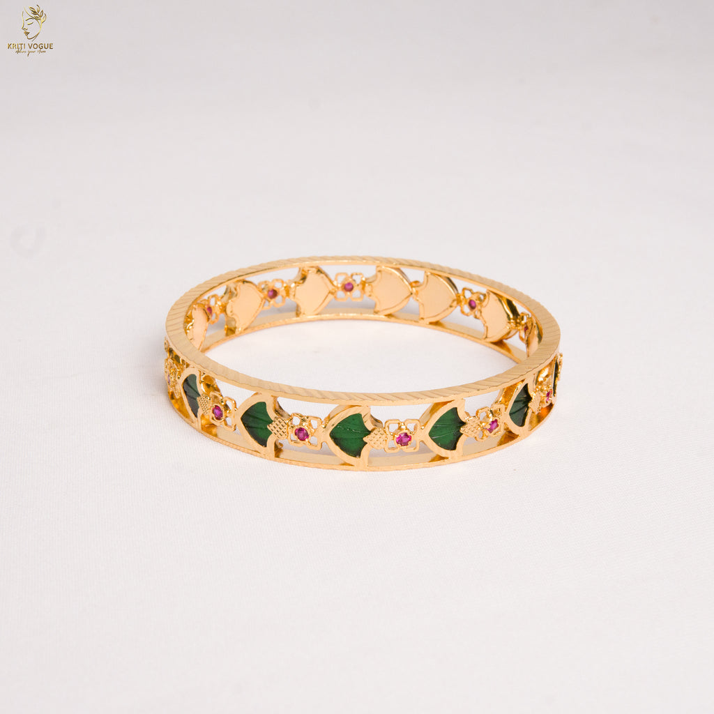 Meenakari Openwork Designer Bangle | Enamel & CZ Stone | 3 Colours | KV-3212