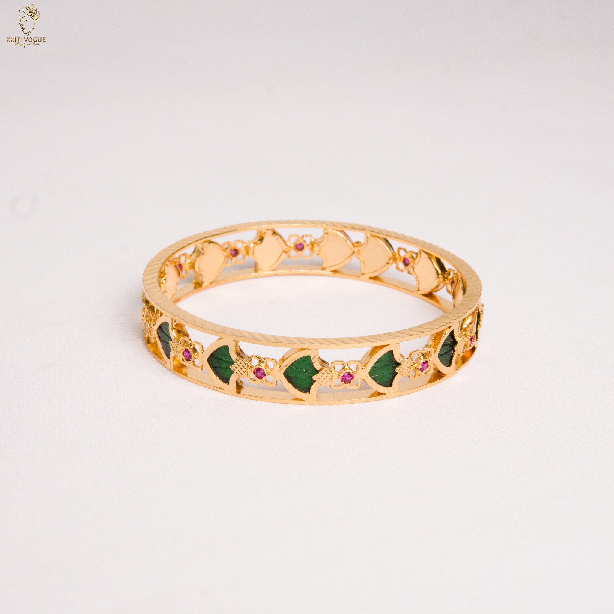 Meenakari Openwork Designer Bangle | Enamel & CZ Stone | 3 Colours | KV-3212