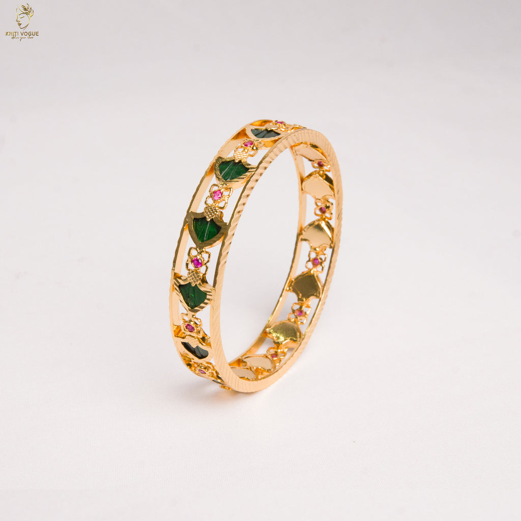 Meenakari Openwork Designer Bangle | Enamel & CZ Stone | 3 Colours | KV-3212