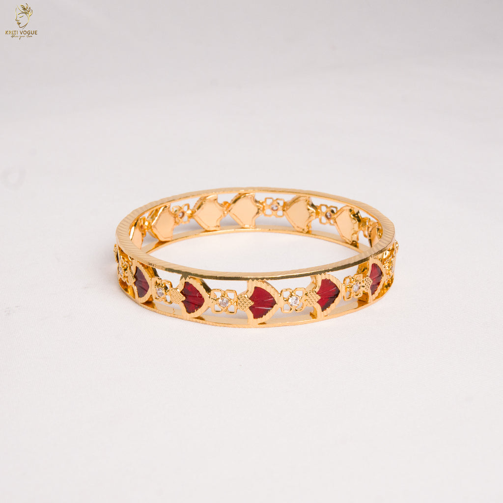 Meenakari Openwork Designer Bangle | Enamel & CZ Stone | 3 Colours | KV-3212