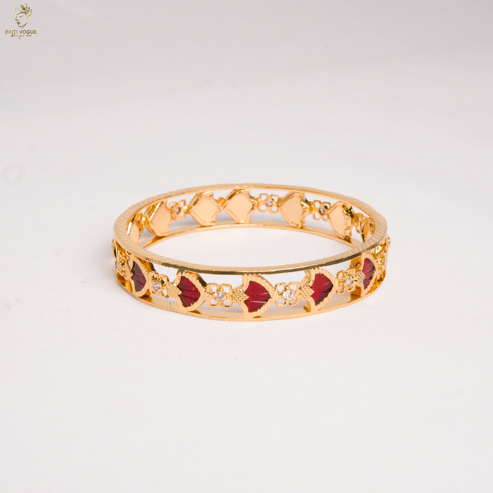 Meenakari Openwork Designer Bangle | Enamel & CZ Stone | 3 Colours | KV-3212