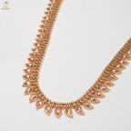Gold Long Leaf Haram Set | Petal Fringe Necklace | Chand Earrings | KV-5053