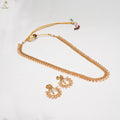 Gold Long Leaf Haram Set | Petal Fringe Necklace | Chand Earrings | KV-5053