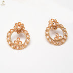 Gold Kundan Filigree Long Necklace Set | Openwork Chandbali Earrings | KV-5056