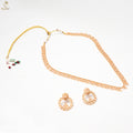 Gold Kundan Filigree Long Necklace Set | Openwork Chandbali Earrings | KV-5056