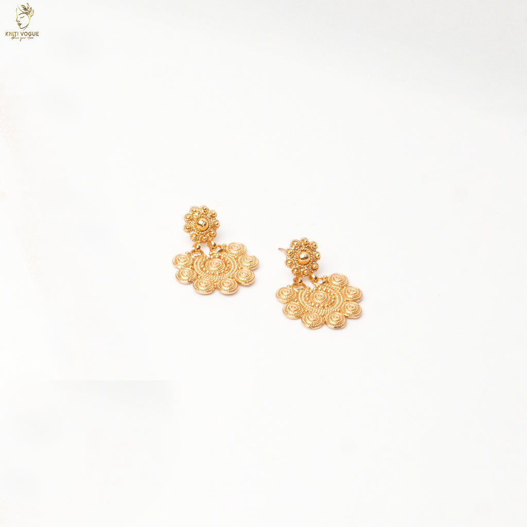 Gold Long Drop Fringe Haram Set | Chandbali Earrings | Adjustable Dori | KV-5093