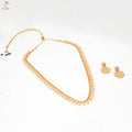 Gold Long Drop Fringe Haram Set | Chandbali Earrings | Adjustable Dori | KV-5093