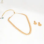 Gold Long Drop Fringe Haram Set | Chandbali Earrings | Adjustable Dori | KV-5093
