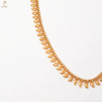 Gold Leaf Fringe Necklace & Earring Set | Temple Style | Festive Onam Wear | KV-5095