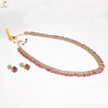 Gold Ruby Crystal Drop Haram Set | Dense Fringe Necklace | Festive Bridal | KV-5102