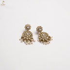 Gold Kundan Long Haram Set | Pearl Drops | Large Kundan Pendant & Jhumka | KV-5103
