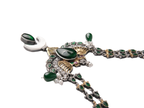 German Silver Oxidised Peacock Pendant Necklace | Emerald CZ | Bohemian Ethnic | KV-5274
